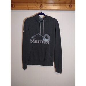 Marmot Men's S Sweatshirt Gray Large Graphic Embroidered Hooded Hoodie